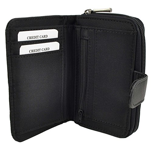 Lorenz Black Cowhide Leather Purse/Wallet for Women