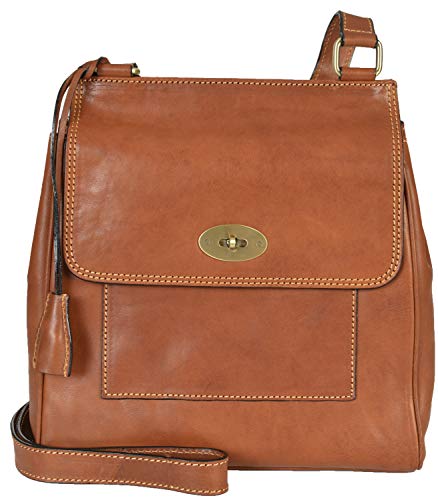 Gianni Conti Italian Leather Tan Satchel Crossbody Bag
