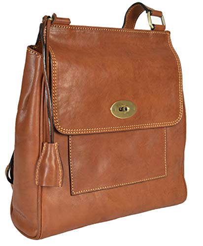 Gianni Conti Italian Leather Tan Satchel Crossbody Bag