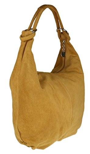 Italian Suede and Leather Girly Hobo Shoulder Bag