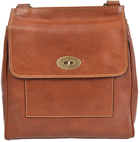 Gianni Conti Italian Leather Tan Satchel Crossbody Bag