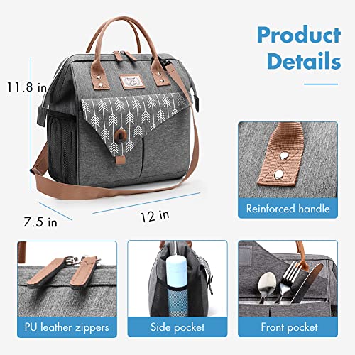 Lekesky Stylish Large Grey Lunch Tote 15L