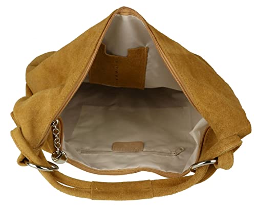 Italian Suede and Leather Girly Hobo Shoulder Bag