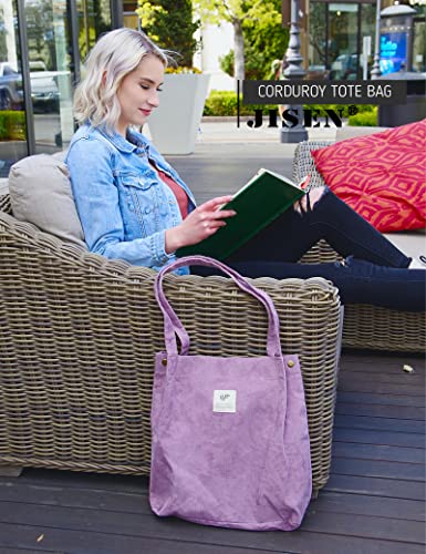JISEN Corduroy Tote Bag for Women & Girls