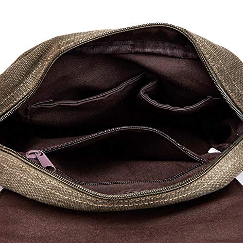 Men's Khaki Canvas Messenger Shoulder Satchel Crossbody Laptop