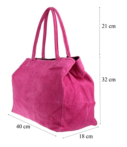 Black Italian Suede Leather Shoulder Bag for Women