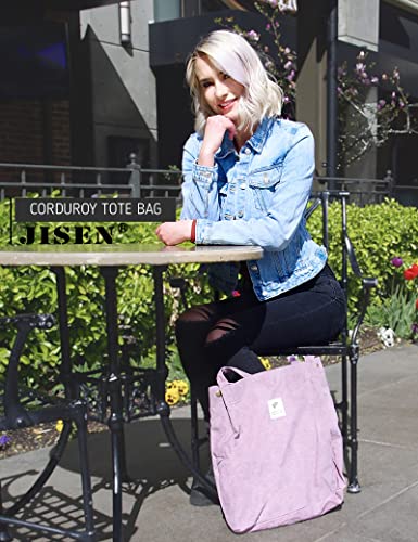 JISEN Corduroy Tote Bag for Women & Girls