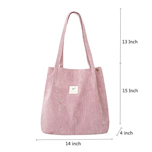 JISEN Corduroy Tote Bag for Women & Girls