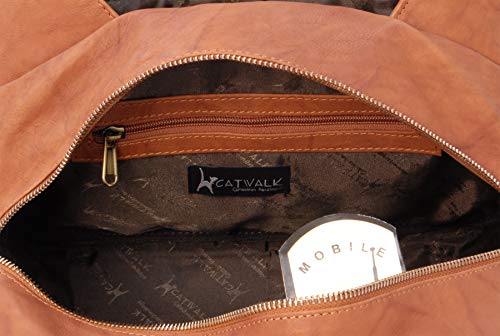 Womens Leather Tote/Shoulder Bag - Catwalk Collection - Tan