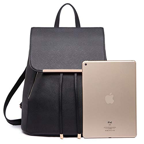 Miss Lulu Black Saffiano Leather Satchel Backpack for Women