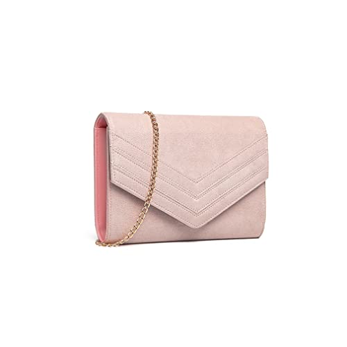 Miss Lulu Damen Envelope Pochette Abendtasche, Rosa