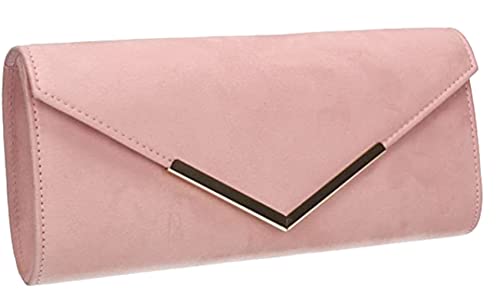 LeahWard Pink Faux Suede Clutch Bag for Events