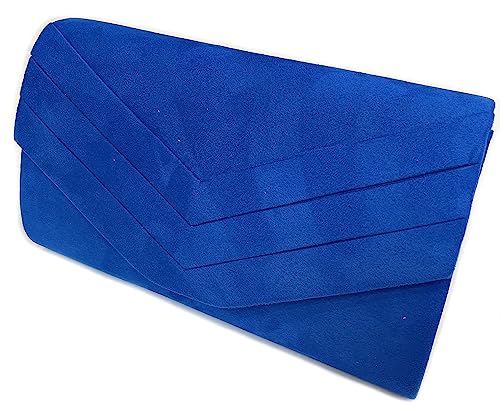 LeahWard Faux Suede Clutch Bag - Royal Blue
