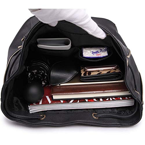 Miss Lulu Black Saffiano Leather Satchel Backpack for Women