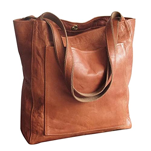 Vintage PU Leather Tote Bag with Large Capacity