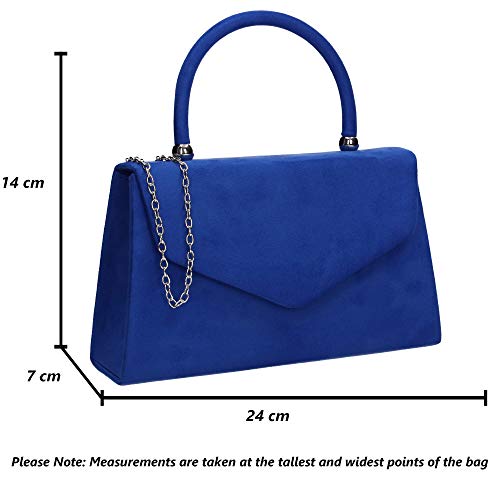 SwankySwans Kendall Suede Clutch: Party, Prom, Royal Blue