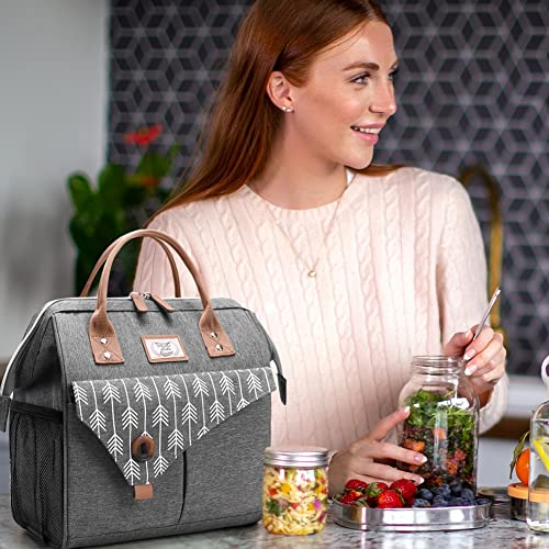 Lekesky Stylish Large Grey Lunch Tote 15L