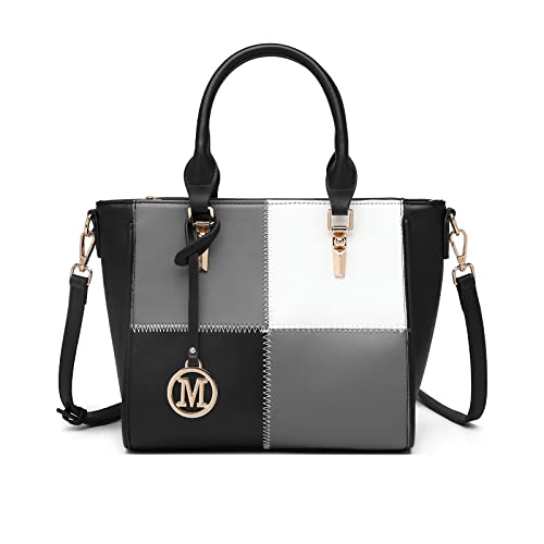 Miss Lulu Damen Designer Farbblock Schultertasche Tragetasche
