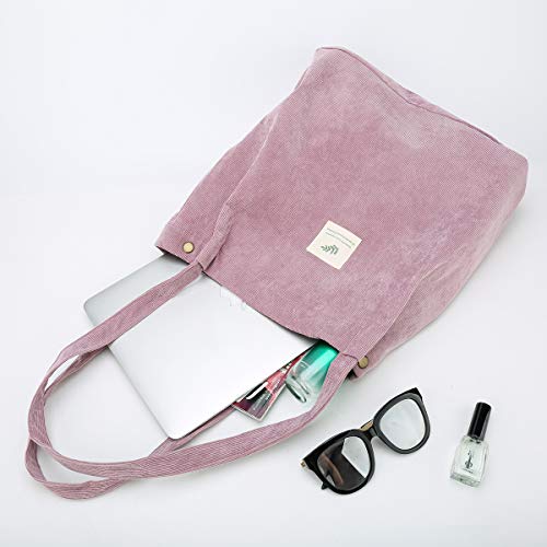 JISEN Corduroy Tote Bag for Women & Girls