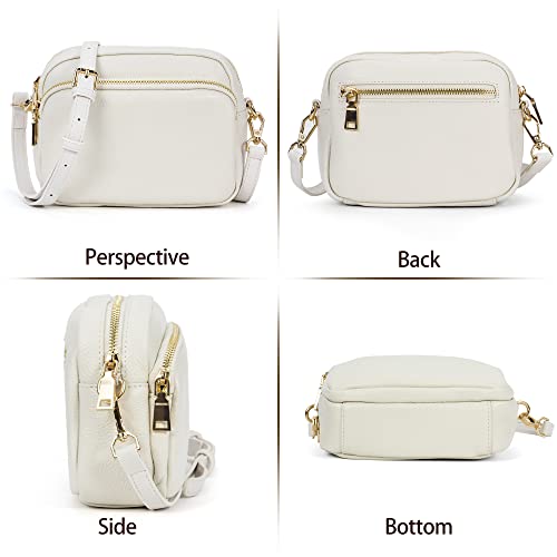 White Leather Shoulder Bag for Women, Genuine Leather Handbag