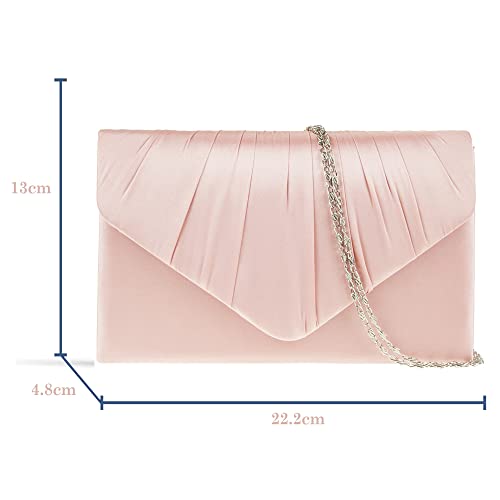 fi9® Dusky Pink Satin Evening Clutch Handbag
