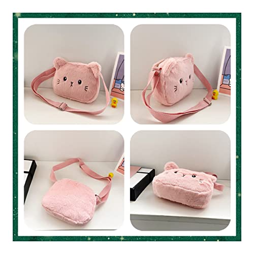 Women Girls Cute Plush Crossbody Bag - Lovely Mini Shoulder Bags Great Birthday Christmas Gift (Pink)