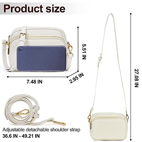White Leather Shoulder Bag for Women, Genuine Leather Handbag