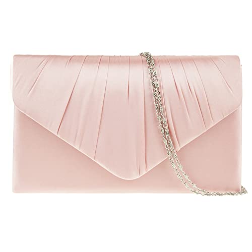 fi9® Dusky Pink Satin Evening Clutch Handbag