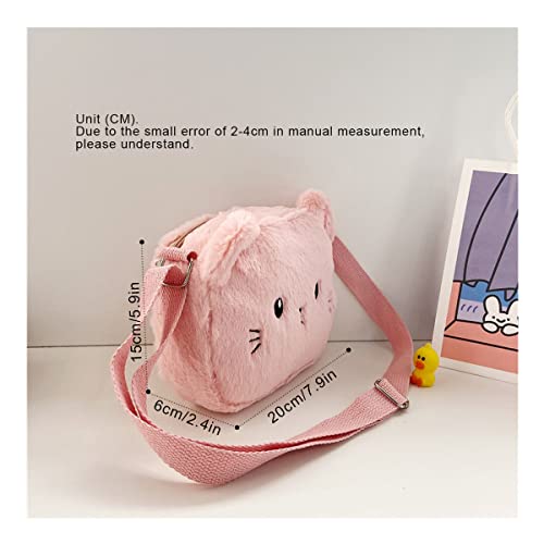 Women Girls Cute Plush Crossbody Bag - Lovely Mini Shoulder Bags Great Birthday Christmas Gift (Pink)