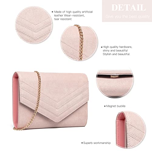 Miss Lulu Damen Envelope Pochette Abendtasche, Rosa