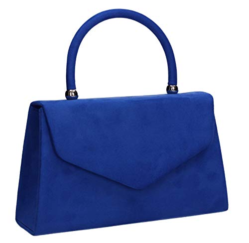 SwankySwans Kendall Suede Clutch: Party, Prom, Royal Blue