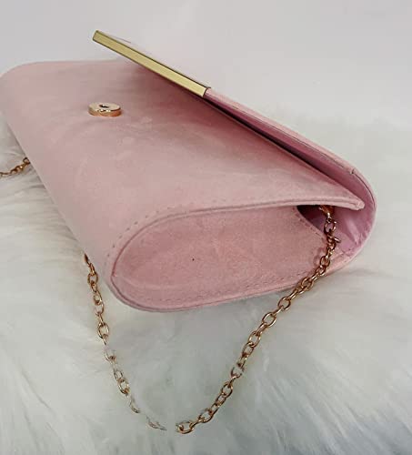 LeahWard Pink Faux Suede Clutch Bag for Events