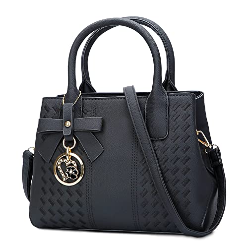 ACNCN Damen-Handtasche, modisches PU-Leder, Schultertasche, Schwarz