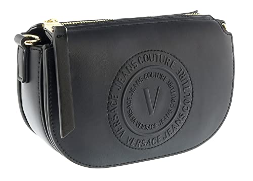 Versace Jeans Couture Black Classic Medallion Embossed Medium Crossbody Bag for womens
