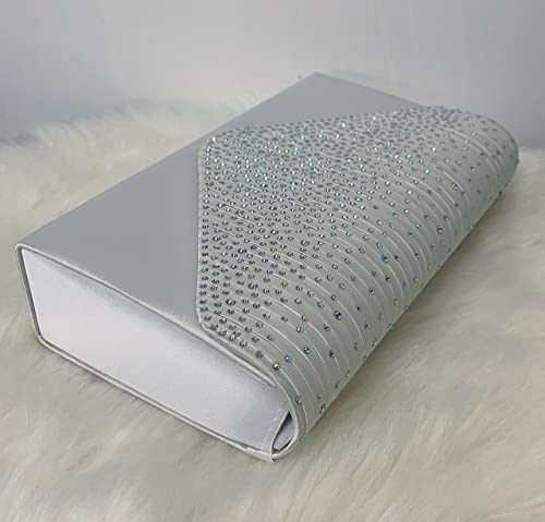 LeahWard Diamante White Clutch Bag for Weddings & Proms