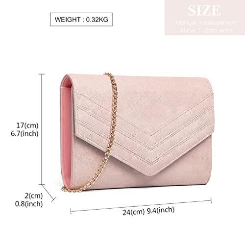 Miss Lulu Damen Envelope Pochette Abendtasche, Rosa