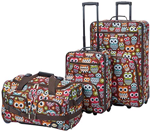 Rockland Vara Owl Print 3-Piece Luggage Set