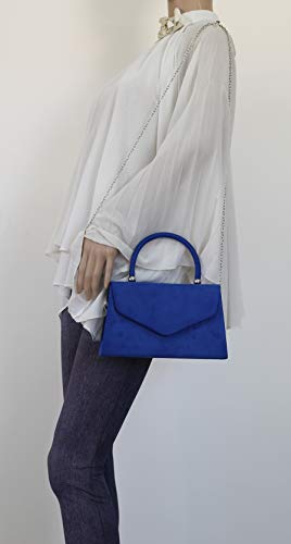 SwankySwans Kendall Suede Clutch: Party, Prom, Royal Blue