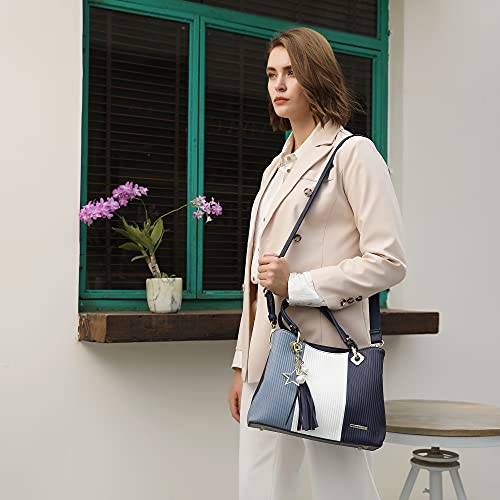 Striped Multicolor Shoulder Bag with Multiple Interior Pockets