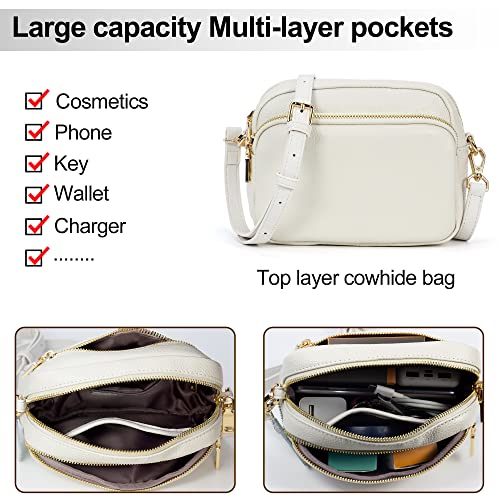 White Leather Shoulder Bag for Women, Genuine Leather Handbag