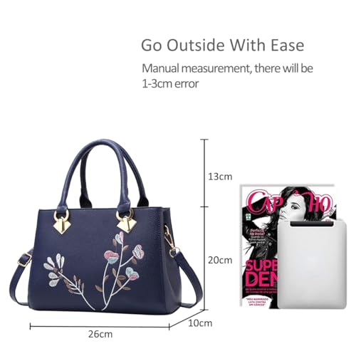 NICOLE&DORIS Retro Blue Top Handle Shoulder Bag