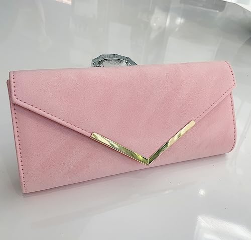 LeahWard Pink Faux Suede Clutch Bag for Events