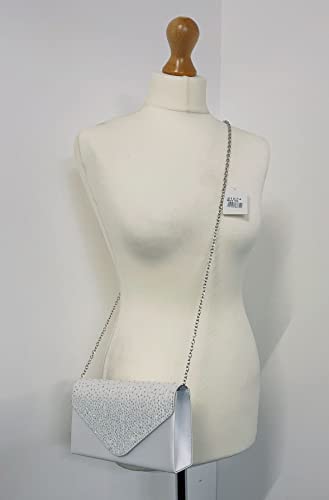 LeahWard Diamante White Clutch Bag for Weddings & Proms