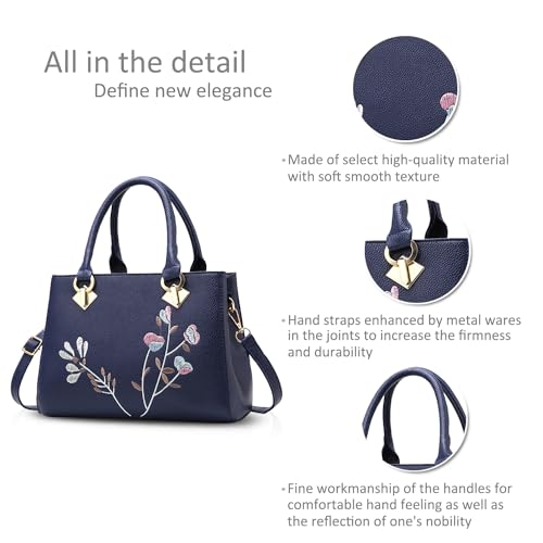 NICOLE&DORIS Retro Blue Top Handle Shoulder Bag