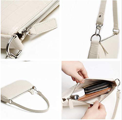 Barabum Retro Classic Crocodile Pattern Clutch Shoulder Bag (White)