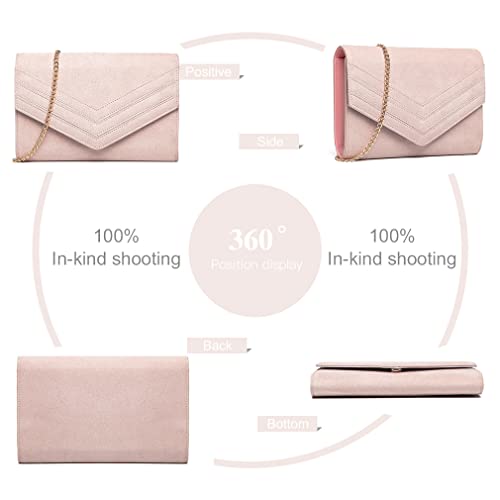 Miss Lulu Damen Envelope Pochette Abendtasche, Rosa