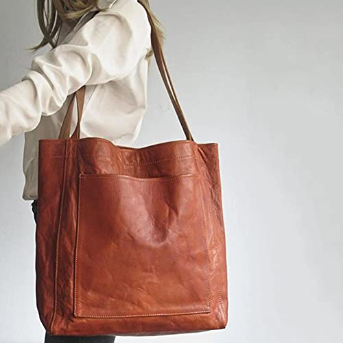 Vintage PU Leather Tote Bag with Large Capacity