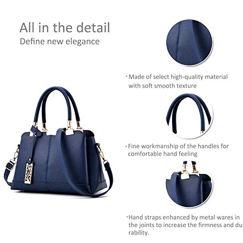 NICOLE & DORIS Blue PU Leather Fashion Handbag