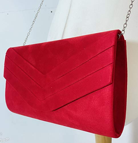 LeahWard Red Faux Suede Clutch Bag for Prom