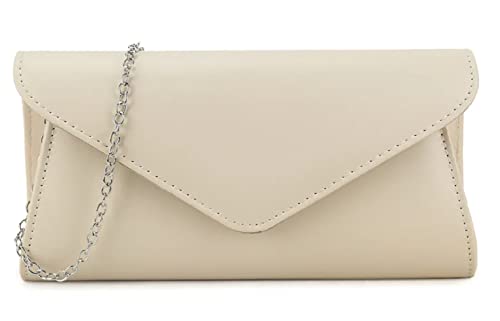LeahWard Envelope Clutch Bag - Beige (Designer)